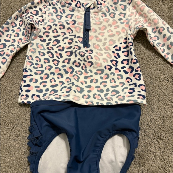 Ruffle Butts Pink and Blue Patterned Rash Guard - Picture 3 of 3